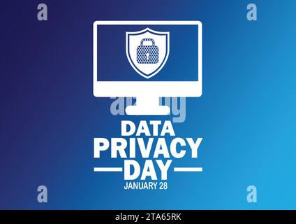 Tag Des Datenschutzes. Januar: Urlaubskonzept. Vorlage für Hintergrund, Banner, Karte, Poster mit Textbeschriftung. Vektorabbildung Stock Vektor
