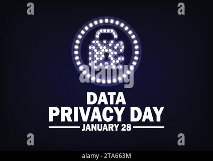 Vektordarstellung des Tages zum Datenschutz. Januar: Hintergrund für Poster, Banner, Grußkarte. Stock Vektor