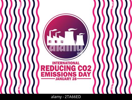 Internationaler Tag zur Reduzierung der CO2-Emissionen. Vektorabbildung. Januar: Geeignet für Grußkarten, Poster und Banner. Stock Vektor