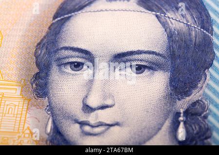 Clara Schumann ein Nahaufnahme-Porträt aus dem alten deutschen Geld - Mark Stockfoto