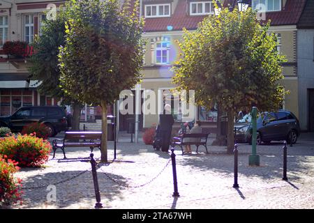 Trzcinsko-Zdroj, Polen.8. Oktober 2018. Alte städtische Gebäude in Trzcinsko-Zdroj in Westpolen - ehemals Bad Schönfliess Stockfoto