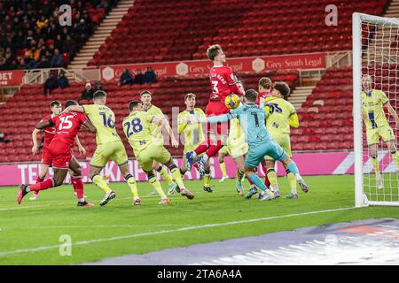 RAV van den Berg of Middlesbrough Scores 2-0 - Middlesbrough gegen Preston North End, Sky Bet Championship, Riverside Stadium, Middlesbrough, Großbritannien - 28. November 2023 nur redaktionelle Verwendung - es gelten Einschränkungen bei DataCo Stockfoto