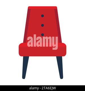 Rotes Sessel-Symbol für Ihr Design. Gepolsterter Stuhl im Retro-Stil, bequemer Sitz, Lobby, Lounge, Wohnzimmer Stock Vektor