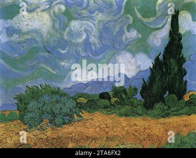Weizenfeld mit Zypressen September 1889, Saint-Rémy von Vincent Van Gogh Stockfoto