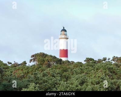 Tarbat Ness Lighthouse ist die höchste Navigationslampe in Schottland und die dritthöchste in Großbritannien. Stockfoto