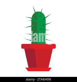 Kaktus in einem Topf, isoliert auf weißem Hintergrund Stock Vektor