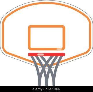Klassischer Basketballkorb Ring Netz und Rückwand Logo einfache Linie Zeichnung Vektor isoliert auf weißem Hintergrund Stock Vektor