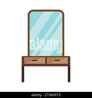 Holzkommode mit Spiegeln. Vektor Stock Vektor