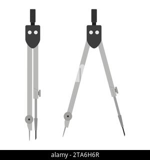 Schreibwaren Kompass-Trennzeichen-Symbol isoliert auf weißem Hintergrund, Schulbürobedarf. Vektorabbildung Stock Vektor