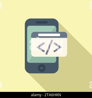 Smartphone-Code-Entwickler-Symbol flacher Vektor. Teamcoder erstellen. HTML-Service Stock Vektor