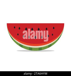 Ein Stück Wassermelone-Symbol in flachem Stil, isoliert auf weißem Hintergrund. Vektorabbildung. Stock Vektor