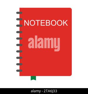 Orangefarbenes Notizbuchsymbol isoliert auf weißem Hintergrund, Vektorillustration Stock Vektor