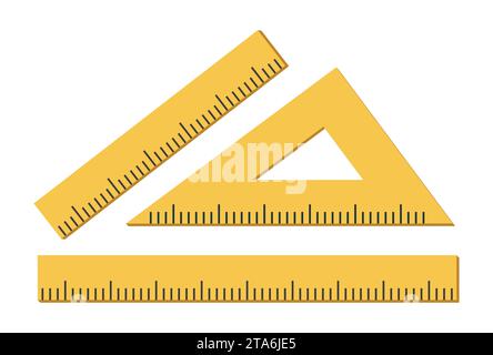 Lineal, Dreieckslineal auf weißem Hintergrund isoliert. Vektorabbildung Stock Vektor
