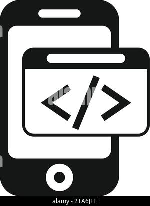 Smartphone-Code-Entwickler-Symbol einfacher Vektor. Teamcoder erstellen. HTML-Service Stock Vektor