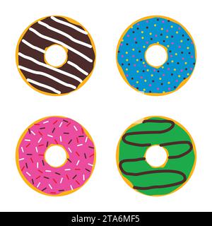 Donuts Set Symbol isoliert auf weißem Hintergrund, Vektor-Illustration Stock Vektor