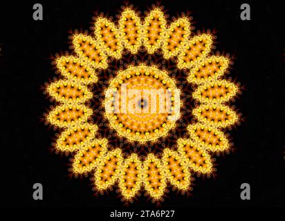 Abstrakte Zierblume auf schwarzem Hintergrund Stockfoto