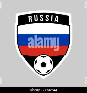 Abbildung: Schild-Team-Abzeichen Russlands für Fußballturnier Stock Vektor