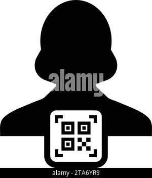 Digitale ID-Symbol-Avatar mit qr-Code für biometrische Identität im Vektor männliche Benutzer Person Profilsymbol für in einer Glyph-Piktogramm-Illustration Stock Vektor