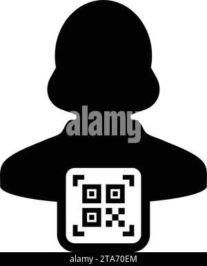 Digitale ID-Symbol-Avatar mit qr-Code für biometrische Identität im Vektor männliche Benutzer Person Profilsymbol für in einer Glyph-Piktogramm-Illustration Stock Vektor