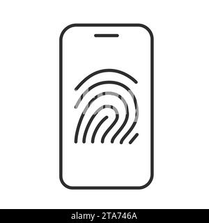 Telefon mit Fingerabdruck-Symbolvektor Stock Vektor