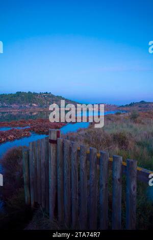 série de photos prises en fin de journée à l'automne à Peryac de mer (Aude) et au bord de l'étang de Bages-Sigean Stockfoto