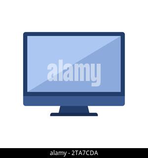 Bildschirm PC- oder TV-Symbol flach auf weißem Hintergrund isoliert. Vektorabbildung anzeigen Stock Vektor