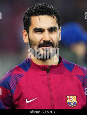 Barcelona, Spanien. November 2023. Ilkay Gundogan vom FC Barcelona während des Spiels der UEFA Champions League spielte Gruppe H zwischen dem FC Barcelona und dem FC Porto am 28. November 2023 im Lluis Companys Stadium in Barcelona. (Foto: Bagu Blanco/PRESSINPHOTO) Credit: PRESSINPHOTO SPORTS AGENCY/Alamy Live News Stockfoto