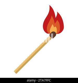 Stimmen Sie mit Feuer auf weißem Hintergrund überein. Vektorabbildung Stock Vektor
