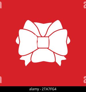 Geschenkschleife mit Bändern zum Dekorieren von Geschenken und Überraschungen für Feiertage. Symbol „Verpackung präsentiert“ auf rotem Hintergrund. Vektor Stock Vektor