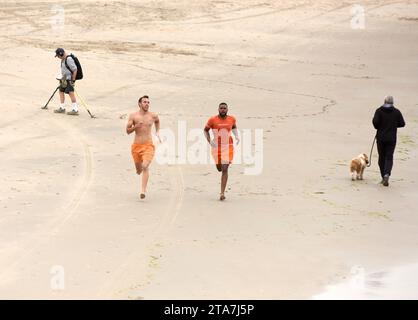 New York, USA - 28. Mai 2018: Workout am Coney Island Beach in New York, USA Stockfoto