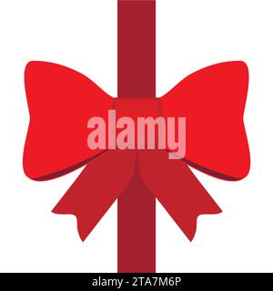 Rote Geschenkschleife mit Bändern zum Dekorieren von Geschenken und Überraschungen für Feiertage. Symbol „Packing Presents“ Stock Vektor