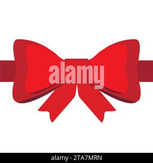 Rote Geschenkschleife mit Bändern zum Dekorieren von Geschenken und Überraschungen für Feiertage. Symbol „Packing Presents“ Stock Vektor