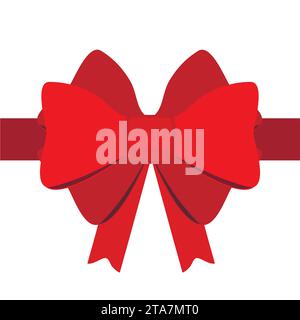 Rote Geschenkschleife mit Bändern zum Dekorieren von Geschenken und Überraschungen für Feiertage. Symbol „Packing Presents“ Stock Vektor