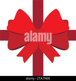 Rote Geschenkschleife mit Bändern zum Dekorieren von Geschenken und Überraschungen für Feiertage. Symbol „Packing Presents“ Stock Vektor