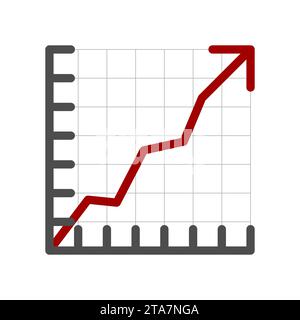 Symbol für Wirtschaftswachstum isoliert auf weißem Hintergrund, Infografik, Wachstumsrückgang Wirtschaft, Wirtschaft, Finanzen. Vektorgrafik des Diagramms Stock Vektor