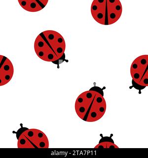 Hintergrund mit nahtlosem Marienkäfer-Muster. Vektorabbildung Stock Vektor