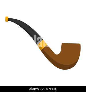 Rauchpfeifensymbol in flachem Stil isoliert auf weißem Hintergrund. Stock Vektor