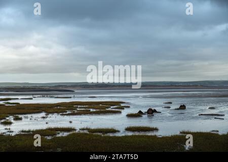 Blick auf den Northam Burrows Country Park an einem winterlichen Tag. North Devon, England. Stockfoto