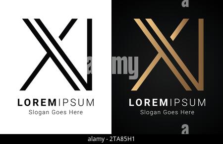 Luxuriöses Initial XN oder NX Monogramm-Logo-Design Stock Vektor