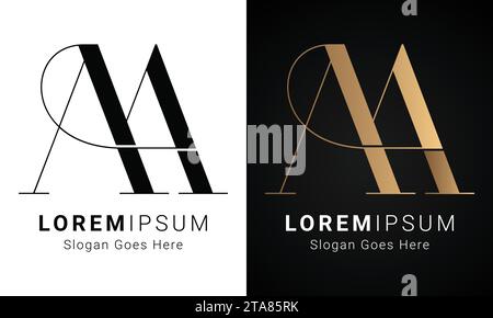 Luxuriöses Initial-Logo-Design mit AA-Monogramm und Textbuchstaben Stock Vektor
