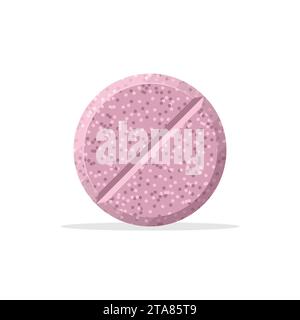 Arzneimittelpille oder -Tablette isolierter weißer Hintergrund. Pharmazeutische Tablettenchemie. Medizin rund weiße Heilpillen, Aspirin, Antibiotikum Stock Vektor