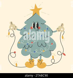 Lustiger Weihnachtsbaum. Frohe Weihnachten, Neujahrskarte Stock Vektor