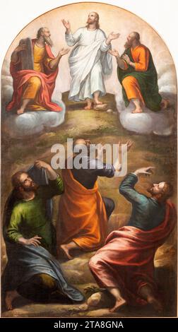 VICENZA, ITALIEN - 5. NOVEMBER 2023: Gemälde der Verklärung in der Kathedrale von unbekanntem Künstler. Stockfoto