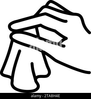 Symbol für antibakterielle Wischlinie für die Hand. Lineares Schild für mobiles Konzept und Webdesign. Hautdesinfektion. Hände mit antiseptischen Tüchern abwischen. Persönlich Stock Vektor