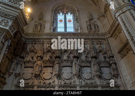 Toledo, Spanien - 17. Und 23. März: Details zum Inneren der Kirche des Monasterio de San Juan de los Reyes, erbaut im 15. Jahrhundert in gotischer Form Stockfoto