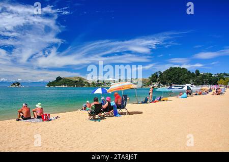 Kaiteriteri Beach, Kaiteriteri, Tasman Bay, Nelson Region, Südinsel, Neuseeland Stockfoto