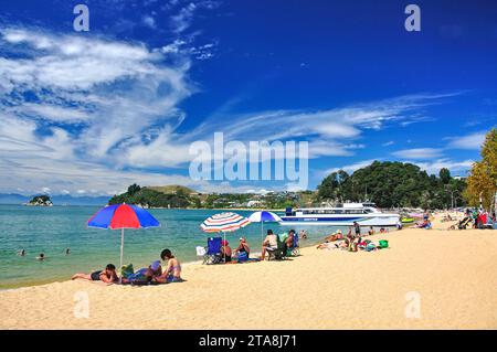 Kaiteriteri Beach, Kaiteriteri, Tasman Bay, Nelson Region, Südinsel, Neuseeland Stockfoto