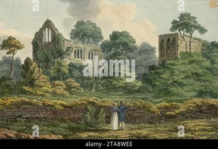 Blick auf einen Teil der Ruinen von Netley Abbey in der Nähe von Southampton 1810. Stockfoto