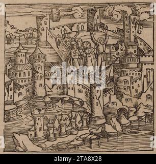 Blick auf Rhodos, während seiner Belagerung durch die Osmanen, 1480 - Johannes Adelphus, 1513. Stockfoto