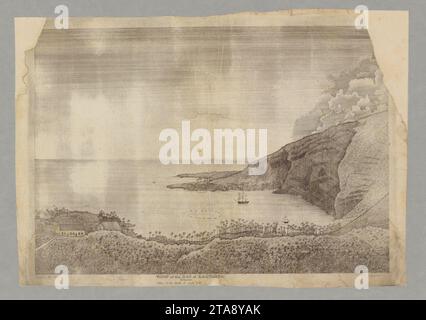 Blick auf die Bucht von Kaawaloa, CA. 1835. Gezeichnet von Miss Thurston, Stich von Kepohoni (2). Stockfoto